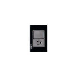Placa Lucek crystal contacto y apagador negro/negro