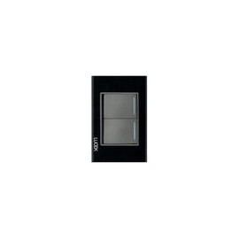 Placa Lucek crystal c/2 apagadores sencillo negro/negro