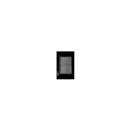 Placa Lucek crystal c/2 apagadores sencillo negro/negro