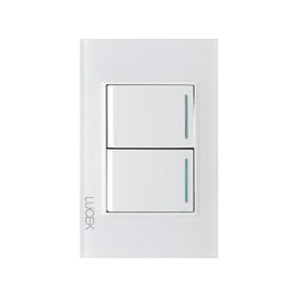 Placa Lucek crystal c/2 apagadores sencillo blanco/blanco