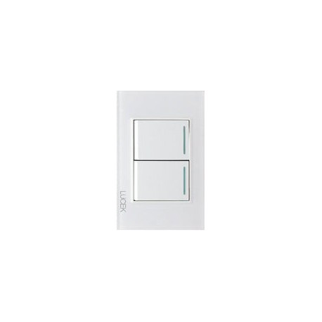 Placa Lucek crystal c/2 apagadores sencillo blanco/blanco