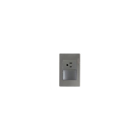 Placa Lucek metal 1 apag sencillo 1 contacto anonizado