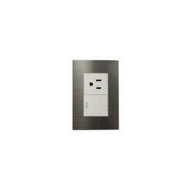 Placa Solaris acero inox. c/ bco 1 apagador 1 contacto