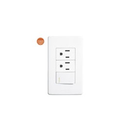 Placa Solaris elegance c/2 contactos y apagador blanca