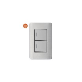 Placa Solaris acero inox.c/gris 1 apag.sec+1 apag.esc.