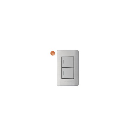 Placa Solaris acero inox.c/gris 1 apag.sec+1 apag.esc.