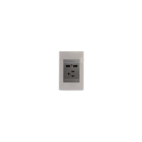 Placa Lucek metal 1 contacto 2 usb anonizado