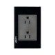 Placa Lucek crystal contacto duplex negro/negro