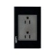 Placa Lucek crystal contacto duplex negro/negro