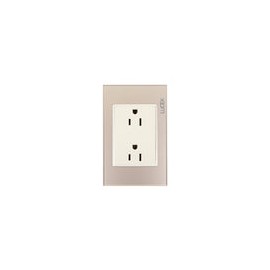 Placa Lucek crystal contacto duplex dorado/marfil