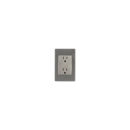 Placa Lucek metal contacto duplex plata