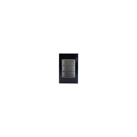 Placa Lucek colors c/3 apagadores sencillos negro