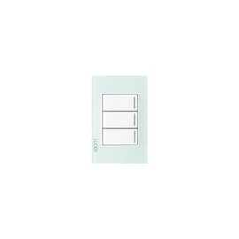 Placa Lucek crystal c/3 apagadores sencillo crystal/blanco