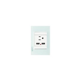 Placa Lucek crystal contacto y 2 usb crystal/blanco