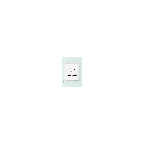 Placa Lucek crystal contacto y 2 usb crystal/blanco