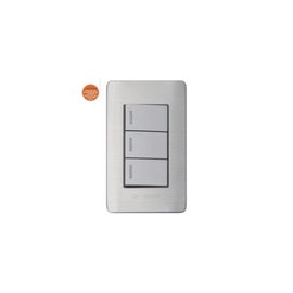 Placa Solaris acero inox.c/gris 3 apagadores senc. 3al-3gr
