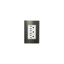Placa Solaris acero inox. c/ bco 3 contactos
