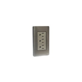 Placa Solaris acero inox.gris 3 contactos