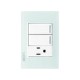 Placa Lucek crystal c/2 apagadores y 1 contacto blanco/blanc