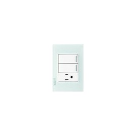 Placa Lucek crystal c/2 apagadores y 1 contacto blanco/blanc