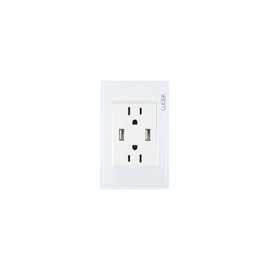 Placa Lucek colors c/2 contactos y 2 entradas usb blanco