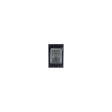 Placa Lucek 2 contactos y 2 entradas de usb cristal espejo n