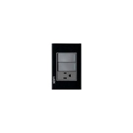 Placa Lucek crystal c/2 apagadores y 1 contacto negro/negro