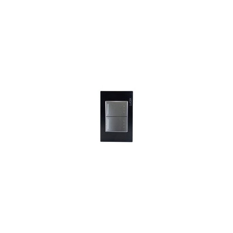 Placa Lucek colors c/2 apagadores escalera negro