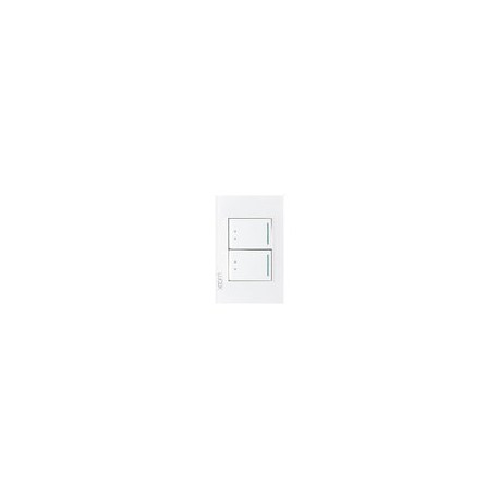Placa Lucek crystal c/2 apagadores escalera blanco/blanco