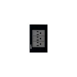 Placa Lucek crystal c/3 contactos negro/negro