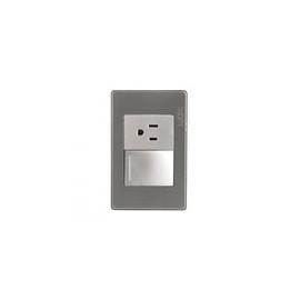Placa Lucek metal 1 apag sencillo 1 contacto plata