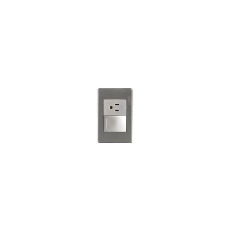 Placa Lucek metal 1 apag sencillo 1 contacto plata