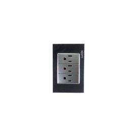 Placa Lucek 3 contactos de 1 Módulo cristal espejo negro