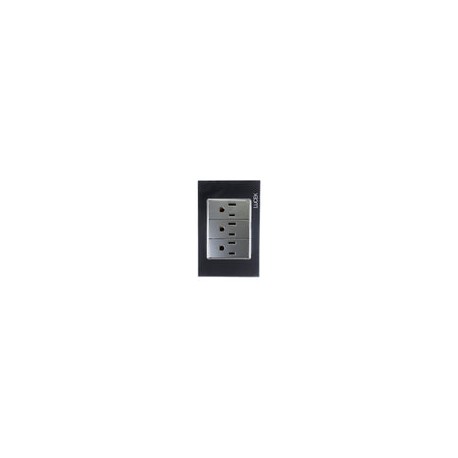 Placa Lucek 3 contactos de 1 Módulo cristal espejo negro