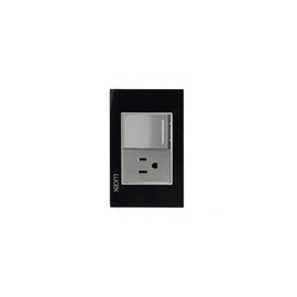 Placa Lucek crystal contacto y apagador escalera negro/negro