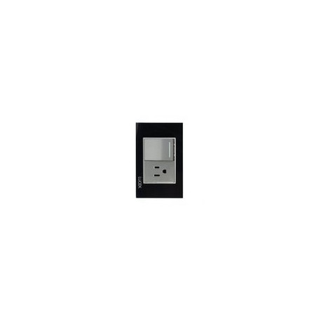 Placa Lucek crystal contacto y apagador escalera negro/negro