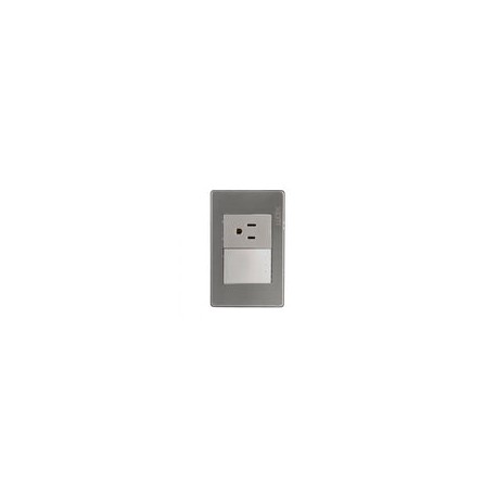 Placa Lucek metalica con apagador de escalera y contacto de