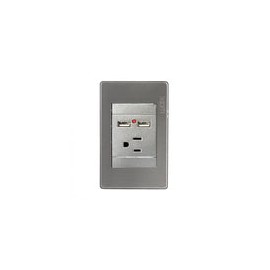 Placa Lucek metal 1 contacto 2 usb plata