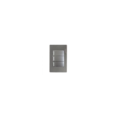 Placa Lucek metal 3 apagadores sencillos plata