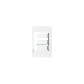 Placa Lucek crystal c/3 apagadores sencillo blanco/blanco