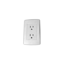 Placa iusa scudetto c/contacto duplex blanca