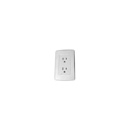 Placa iusa scudetto c/contacto duplex blanca