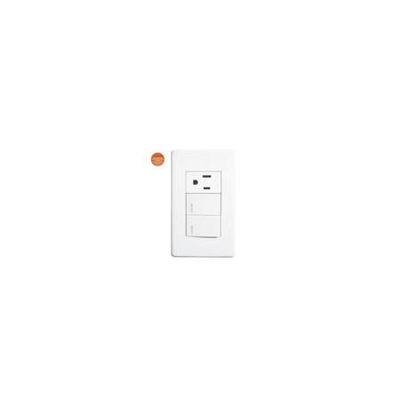 Placa Solaris elegance c/2 apagadores 1 contacto blanca