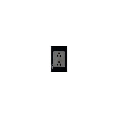 Placa Lucek crystal contacto duplex negro/negro